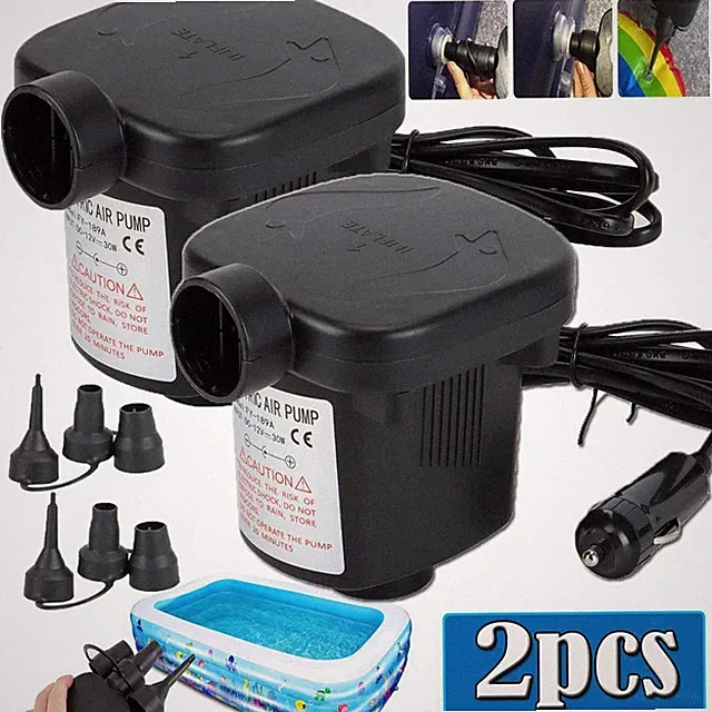 2X Electric Portable Air Pump For Inflatable Air Mattress Raft Bed Boat Pool Toy