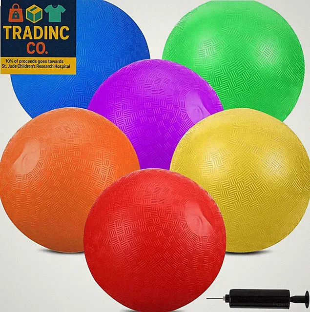 6 Pcs Kickball Set 9 Inch Playground Balls with Pump Dodgeball Kickballs Inflata