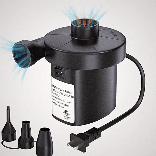Compact Electric Air Pump, 3 Nozzles for Air Mattress Inflatable Pool Toys Rafts