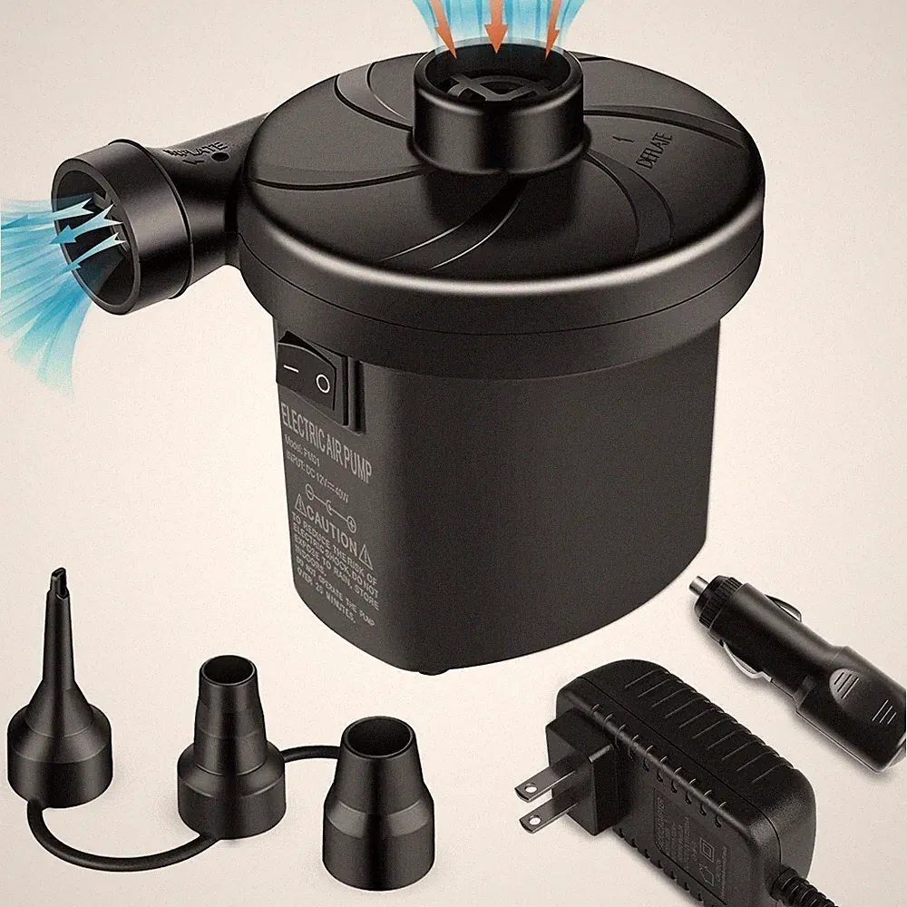 Electric Air Pump Inflatable Portable Quick Air Mattress Bed Pool Toy Raft Boat