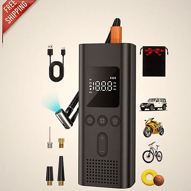 Fast Inflation Tire Pump with 4 Nozzle Attachments - Safe & Convenient Toy Pump