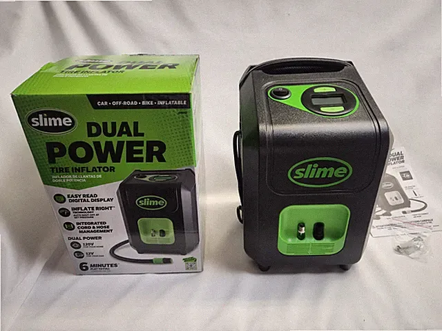 New in Box Slime 40052 DUAL POWER TIRE INFLATOR works for everything GREAT DEAL!