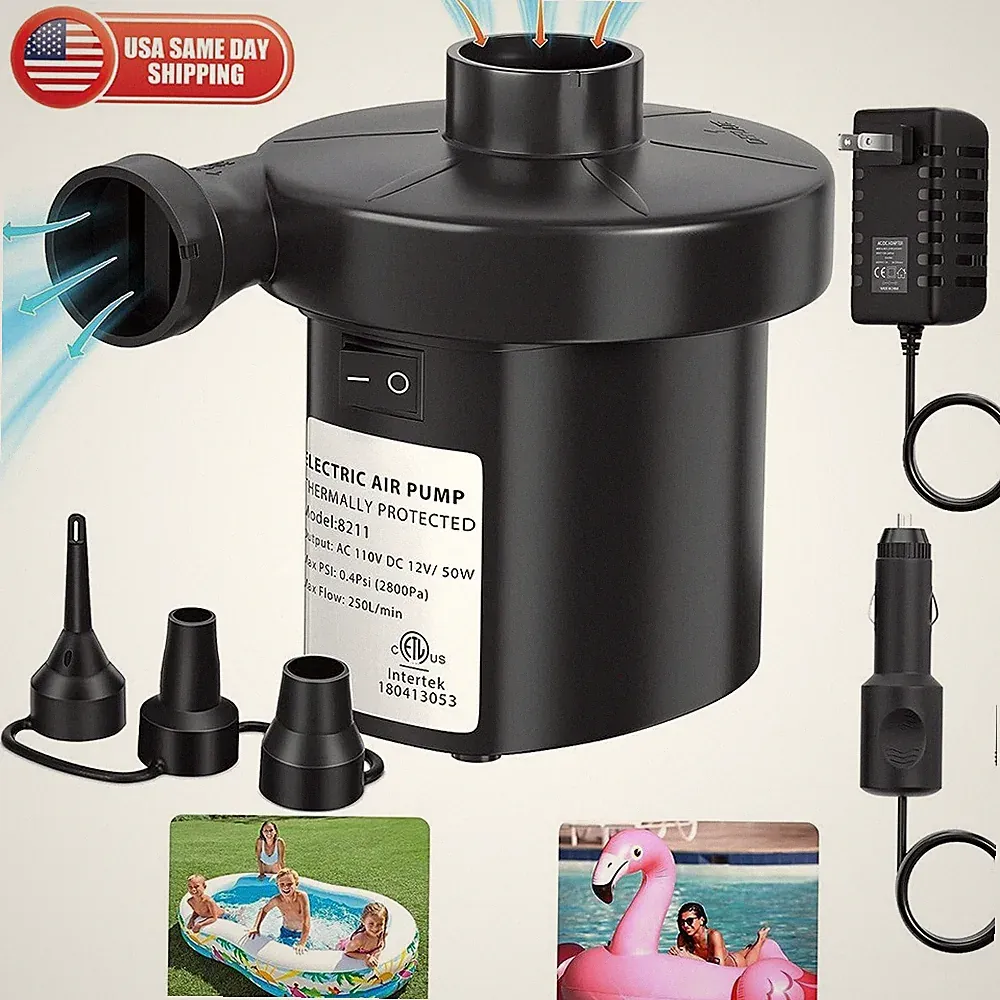 Portable Electric Inflator Deflator Air Pump Toy Boat Air Bed Mattress Pool Car